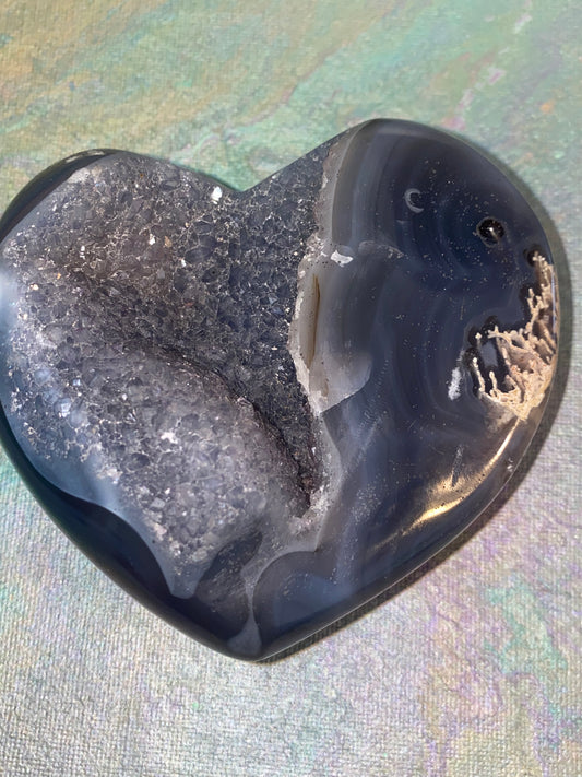 Polished Agate Heart 1.2lbs , 3.2” tall
