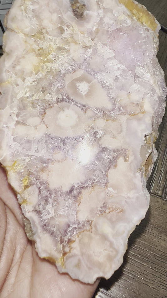 Amethyst Flower agate slab with Stand